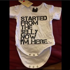 New, never worn started from the belly onesie